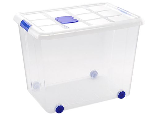 Caixa de armazenagem plasticforte 86 litros n 8 transparente com tampa 470x620x450 mm , Plasticforte , 155911 , 84149261125180